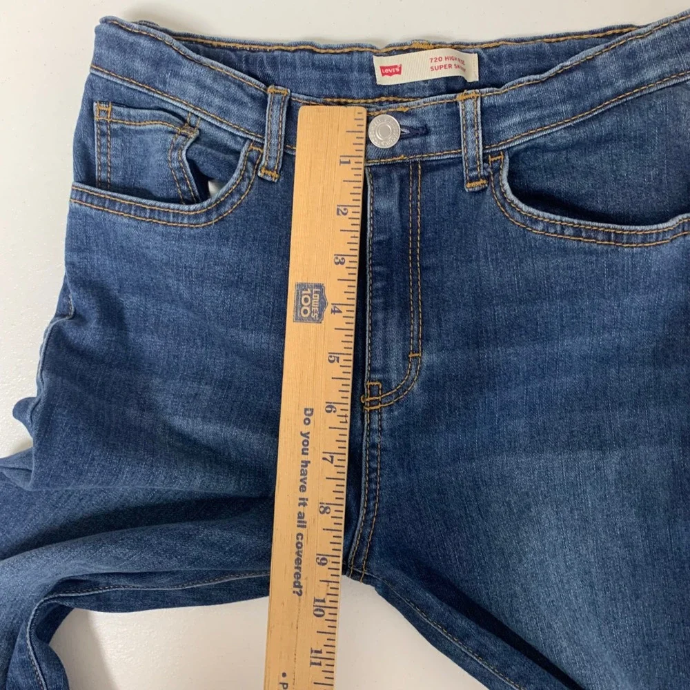 Levi's 720 High Rise Super Skinny Jeans Girls 14 Blue Dark Wash Adjustable Waist